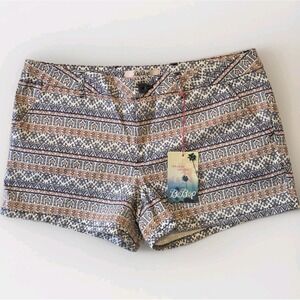 BeBop Blue Orange Beige Patterned Striped Low Rise Shorts. Juniors Size 11